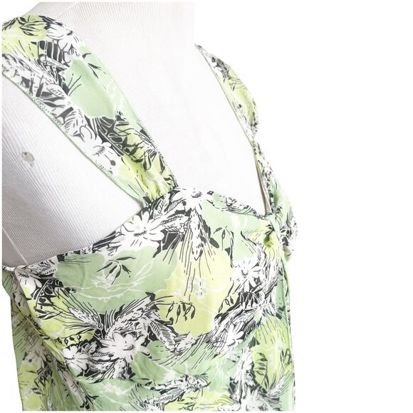 JKLA California Women’s Y2K Tank Chiffon Size Large Green White Sweetheart Neck - Picture 12 of 14